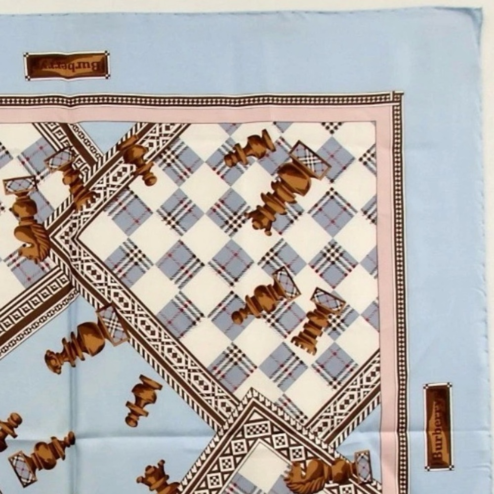 BURBERRYS Chess Motif Pattern Silk Scarf ♟️😍🔥 - Picture 12 of 16
